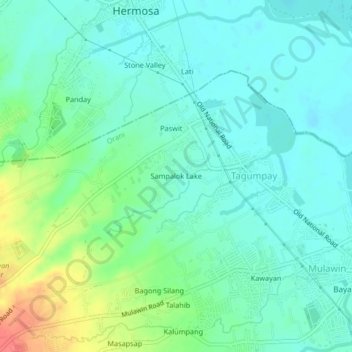 Mapa topográfico Sampalok Lake, altitude, relevo