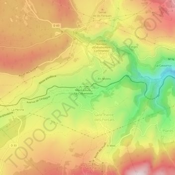 Mapa topográfico La Cabanasse, altitude, relevo