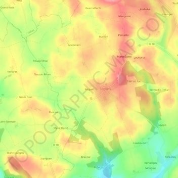 Mapa topográfico Noguel, altitude, relevo