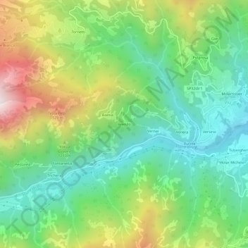 Mapa topográfico Brendo, altitude, relevo