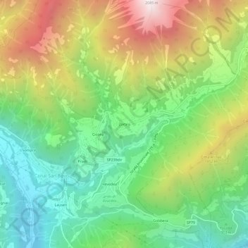 Mapa topográfico Zortea, altitude, relevo
