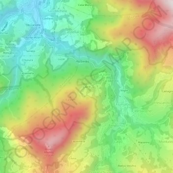 Mapa topográfico Caprili, altitude, relevo