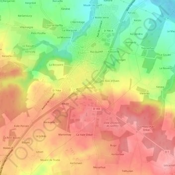 Mapa topográfico Lamboux, altitude, relevo