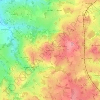 Mapa topográfico Beautribeau, altitude, relevo