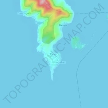 Mapa topográfico Rayap, altitude, relevo