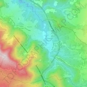 Mapa topográfico Roncobilaccio, altitude, relevo