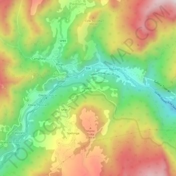 Mapa topográfico Faete, altitude, relevo