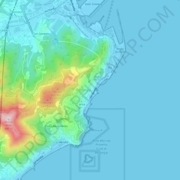Mapa topográfico Custo, altitude, relevo