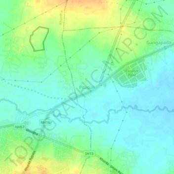 Mapa topográfico Pitapali, altitude, relevo