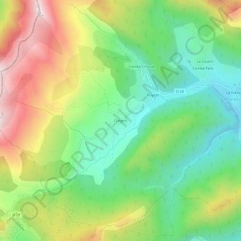 Mapa topográfico Creyers, altitude, relevo