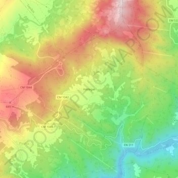 Mapa topográfico Valdegas, altitude, relevo