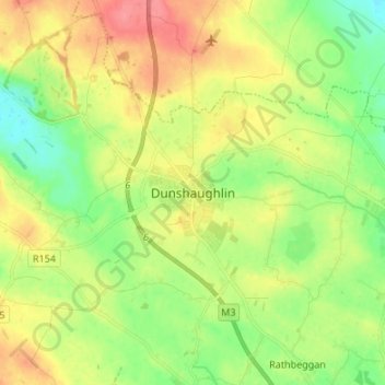 Mapa topográfico Dunshaughlin, altitude, relevo