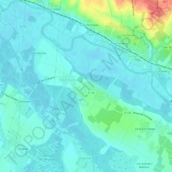 Mapa topográfico Chez Deschamps, altitude, relevo