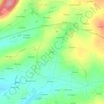 Mapa topográfico Lotavy, altitude, relevo