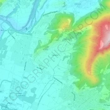 Mapa topográfico Carretto, altitude, relevo