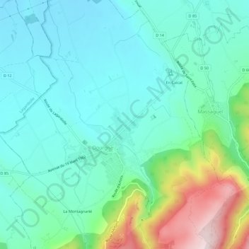Mapa topográfico La Rivière Basse, altitude, relevo