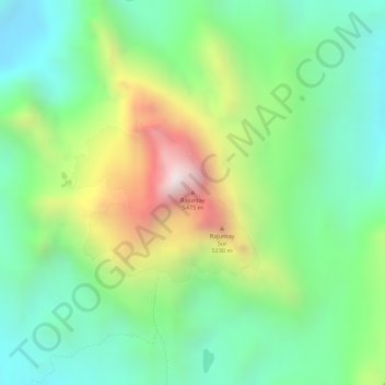 Mapa topográfico Rajuntay, altitude, relevo