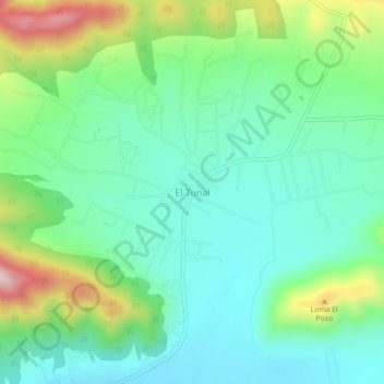 Mapa topográfico El Tunal, altitude, relevo