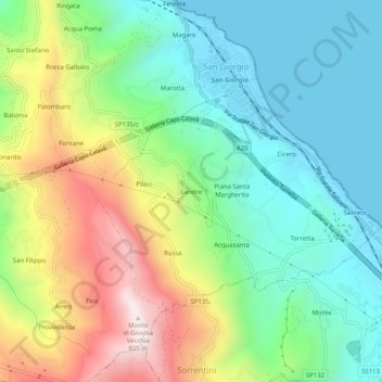 Mapa topográfico Landro, altitude, relevo
