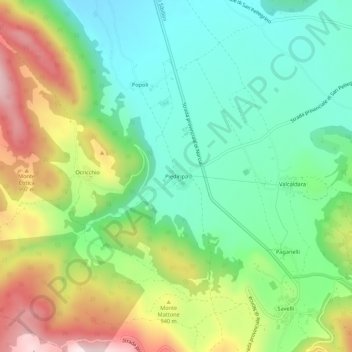 Mapa topográfico Piediripa, altitude, relevo