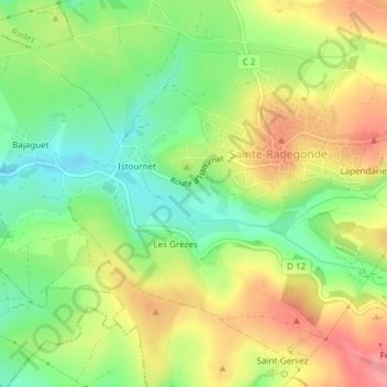 Mapa topográfico Sorinières, altitude, relevo