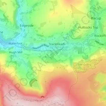 Mapa topográfico Nun Hills, altitude, relevo