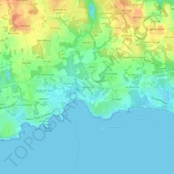 Mapa topográfico Pen Palud, altitude, relevo