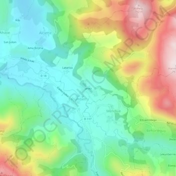Mapa topográfico Janitz, altitude, relevo