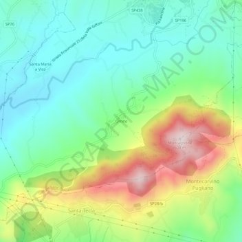 Mapa topográfico Ornito, altitude, relevo