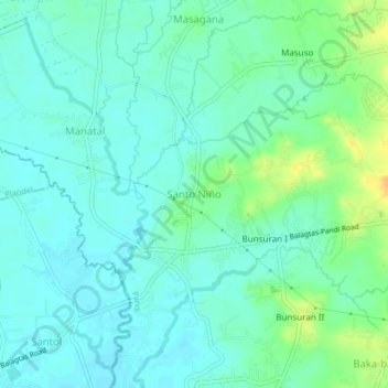 Mapa topográfico Santo Niño, altitude, relevo