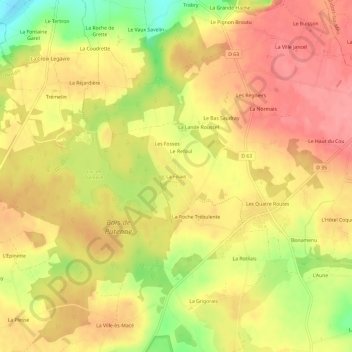 Mapa topográfico La Filiais, altitude, relevo