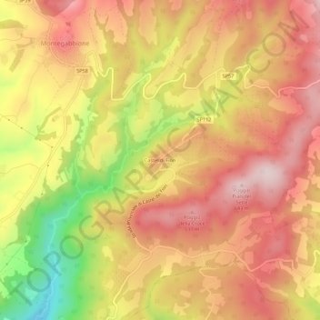 Mapa topográfico Castel di Fiori, altitude, relevo