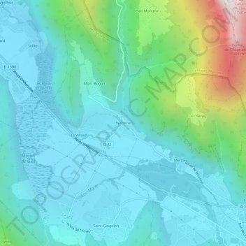 Mapa topográfico Vesonne, altitude, relevo