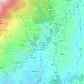 Mapa topográfico Adoufe, altitude, relevo
