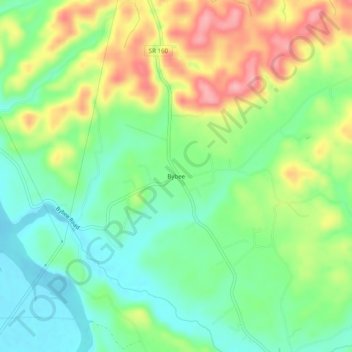 Mapa topográfico Bybee, altitude, relevo