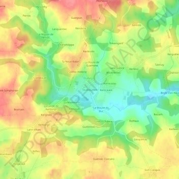 Mapa topográfico Toulbouillen, altitude, relevo
