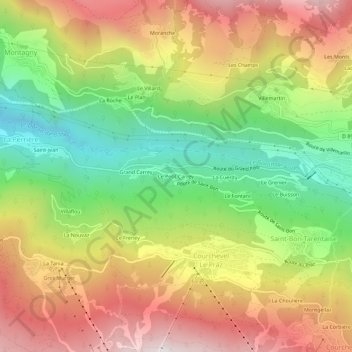 Mapa topográfico Le Petit Carrey, altitude, relevo