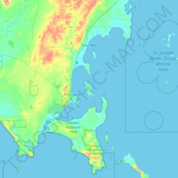 Mapa topográfico Boston Island, altitude, relevo