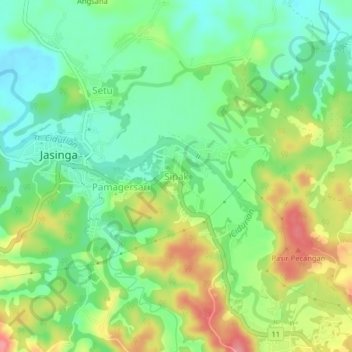Mapa topográfico Sipak, altitude, relevo