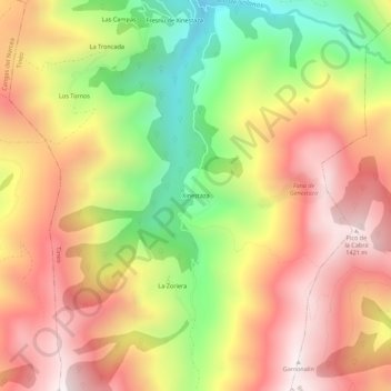 Mapa topográfico Genestaza, altitude, relevo
