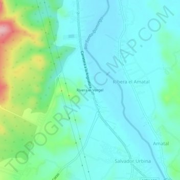 Mapa topográfico Rivera el Vergel, altitude, relevo