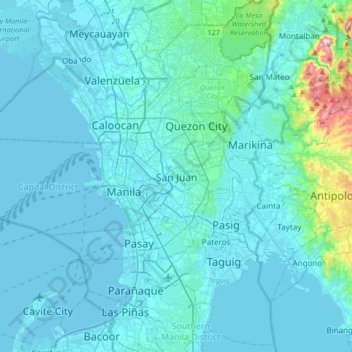 Mapa topográfico San Juan, altitude, relevo