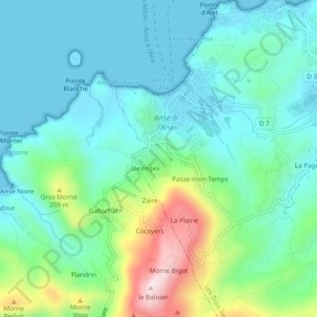 Mapa topográfico Papias, altitude, relevo