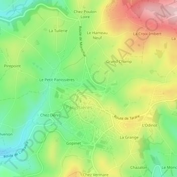 Mapa topográfico Chez Polon, altitude, relevo