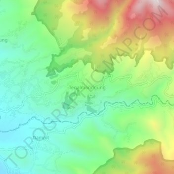 Mapa topográfico Tegalmanggung, altitude, relevo
