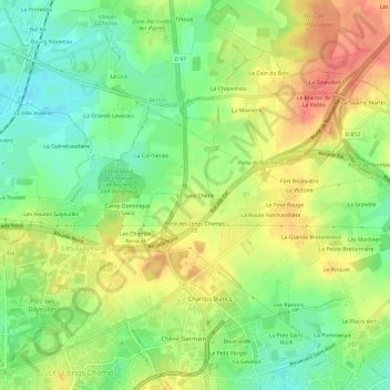 Mapa topográfico Le Gros Chêne, altitude, relevo