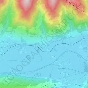 Mapa topográfico Fürth, altitude, relevo