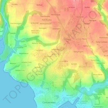 Mapa topográfico Le Zins, altitude, relevo
