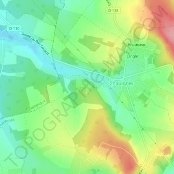 Mapa topográfico Champ de l'Allier, altitude, relevo