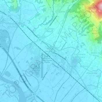 Mapa topográfico San Lazzaro, altitude, relevo